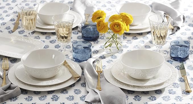 Lenox Dinnerware & Serveware, Porcelain Tableware, Opal Innocence Carved Style, 16-Piece Dinnerware Set