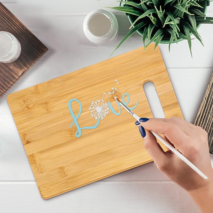 Vesici 18 Pack Bamboo/wood Cutting Board with Handles Bulk Plain Blanks Laser Engraving Chopping Board for Customized Engraving Gifts Crafts for Valentines Mother Women Gifts(Bamboo,12''x8'')
