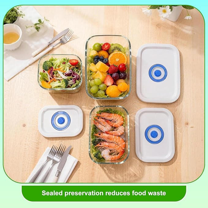 Elmond Borosilicate Glass Vacuum Containers (3-Size Set S M L)– Universal Compatible with Nozzles 2.4-3.8cm/0.95-1.5 in – For Handheld & Desktop Sealers