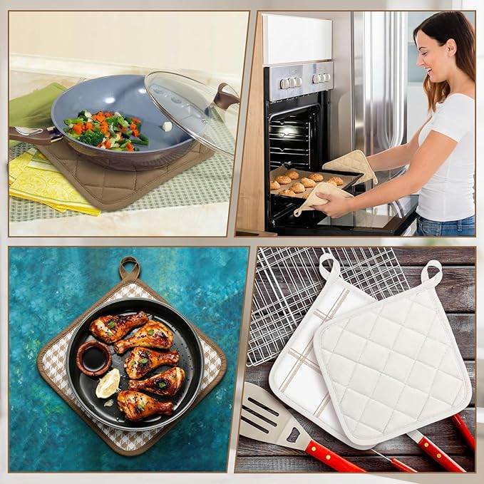 24 PCS Pot Holders for Kitchen and Dining Table Heat Resistant Hot Pads Multicolor Potholders Bulk Hot Pads Oven Mitts Cloth Coaster Mitts Trivet for Cooking and Baking 7 x 7 Inch