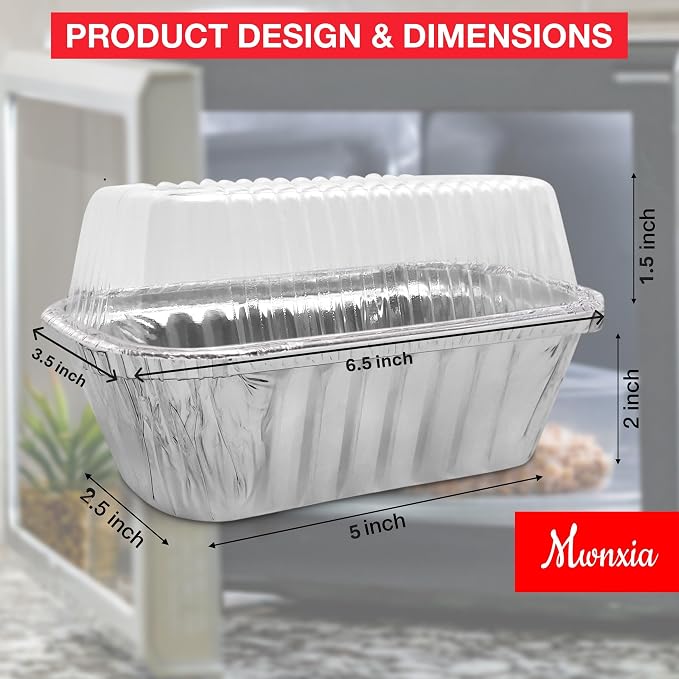 Small Disposable Aluminum Loaf Pans with Lids High Dome for Baking Bread 100 Pack Bulk for Cake, Meatloaf Banana Bread or Lemon Bundt Cake for Bakeries as 1lb Aluminum Loaf Pan