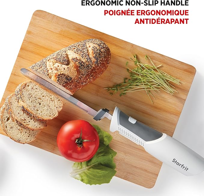 Starfrit Electric Knife with Offset Blades Precision Slicing Enhanced Safety Ergonomic Handle