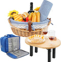 Wicker Picnic Basket Set for 2 with Detachable Table, Utensil Carry Bag,Waterproof Picnic Blanket,Removable Liner Picnic Essentials for Camping,Beach,Birthydas and Family/Couples Gifts