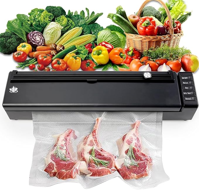 Cordless Vacuum Sealer Machine, Rechargeable Vacuum Sealer for Dry/Moist Food, Build in Cutter and Bag Storage, With External Suction Hose for Food Cans