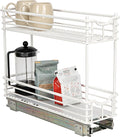 Household Essentials Glidez Multipurpose Paint-Finished Steel Pull-Out/Slide-Out Storage Organizer with Plastic Liners for Under Cabinet Use - 2-Tier Design, White