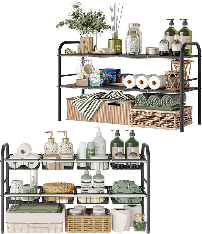 8 Panels and 8 Baskets Expandable Under Sink Organizers and Storage