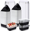 Vesici 100 Sets Mini Loaf Pans with Lids, 5.7 oz Disposable Aluminum Foil Baking Cups, Rectangle Cake Pans for Baking Storage Birthday Party(Black Silver)