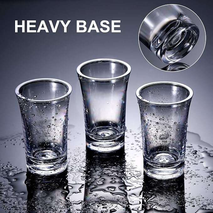 Zubebe 150 Pcs 1.2oz Acrylic Shot Glasses Set with Heavy Base Plastic Clear Round Small Shot Glasses, Bulk for Party Cocktail Vodka Espressos Liqueurs Tequila and Desserts