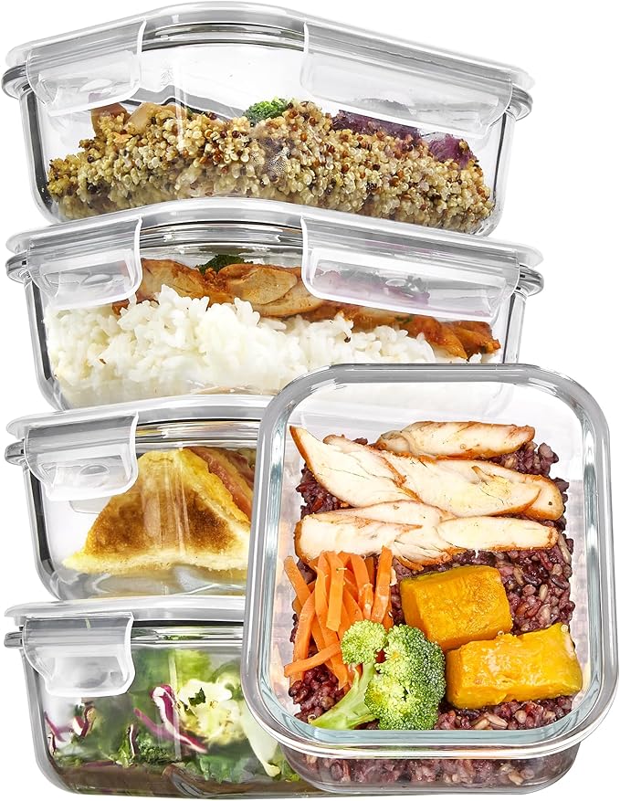 Vtopmart Large Glass Food Storage Containers with Airtight Lids