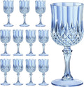 7OZ Plastic Wine Glasses, Reusable Vintage Goblets Unbreakable Drinking Glasses Crystal Water Cups Champagne for Wedding, Parties (12, Blue)