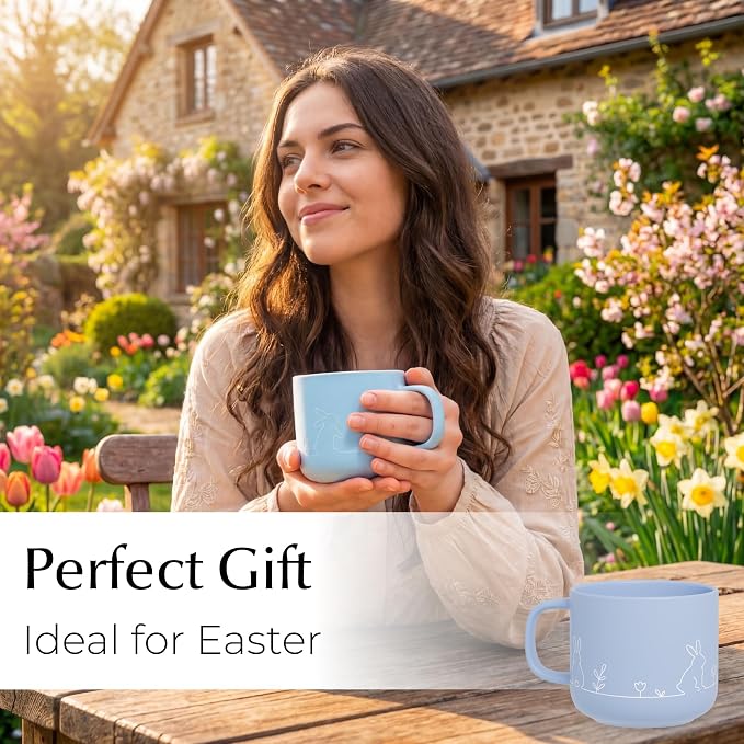 MIAMIO – Spring Cup Set / 4 × 15 oz ceramic coffee cups in pastel colors/large coffee and tea cups in a modern design – gift for women/men for Easter and spring – Prim Collection (Pastel)