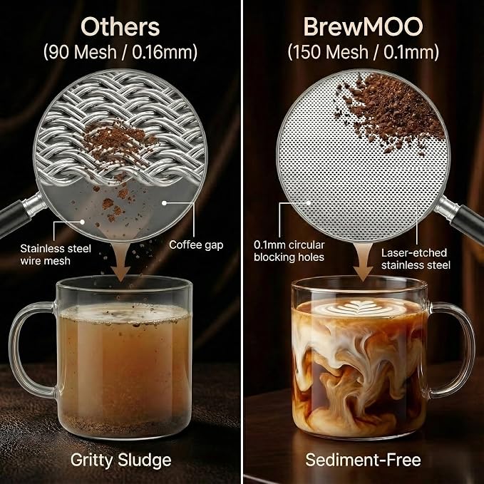 BrewMOO- Cold Brew Coffee Maker (2.0L/68Oz), Sleek Wave Borosilicate Glass Pitcher with Stainless Steel Filter, Airtight Lid + Wide Spout + Comfort Handle, Effortless Manual, Sophisticated Gift