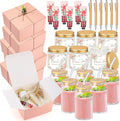 Reallnaive 6 Sets Baby Shower Prizes for Game Winners, Baby Shower Favors Including Glass Cup Scented Candles Hand Cream Pens Gift Box with Raffia for Gender Reveal Wedding Bridal Party Prizes(Pink)