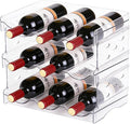 Stackable Wine Rack,Wine Bottle Holder for Inside Cabinet,for Pantry,Refrigerator,Countertop Organization-3 Tiers for 9 Bottles