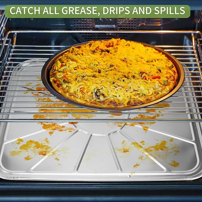 25 Pack Disposable Foil Oven Liners, 21 x 18 Inch Aluminum Foil Liners for Electric Oven & Gas Oven, Extra Large Oven Drip Pan Tray for Baking, Roasting, Grilling & Cooking