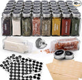 Antimbee 40-Pack 3.5 OZ Glass Spice Jars with 324 Labels, Shaker Lids and Airtight Metal Caps, Empty Reusable Square Seasoning Bottles, Spice Storage Containers, Marker and Stainless Steel Funnel