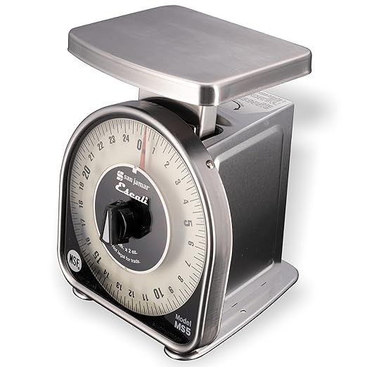 San Jamar Ms Series Mechanical Dial Scale Manual Food Scale with 5 Pound Capacity for Kitchens, Restaurants, And Cooking, Metal, 80 Ounces, Silver