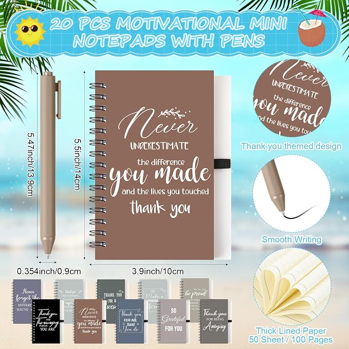 Shellwei 60 Pcs Employee Appreciation Gifts Bulk 24 oz Thank You Tumbler with Lid and Straw Mini Spiral Notebooks and Pens Appreciation Gifts for Team Employee Coworkers Teacher (Amazing)
