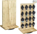 Ikee Design Wooden Rotating Two-Sided Jewelry Display Stand, Rotating Organizer with 32 Hooks for Store, Earring Keychain Display with Hooks, Oak color, 9" W x 7.5" D x 16.5" H