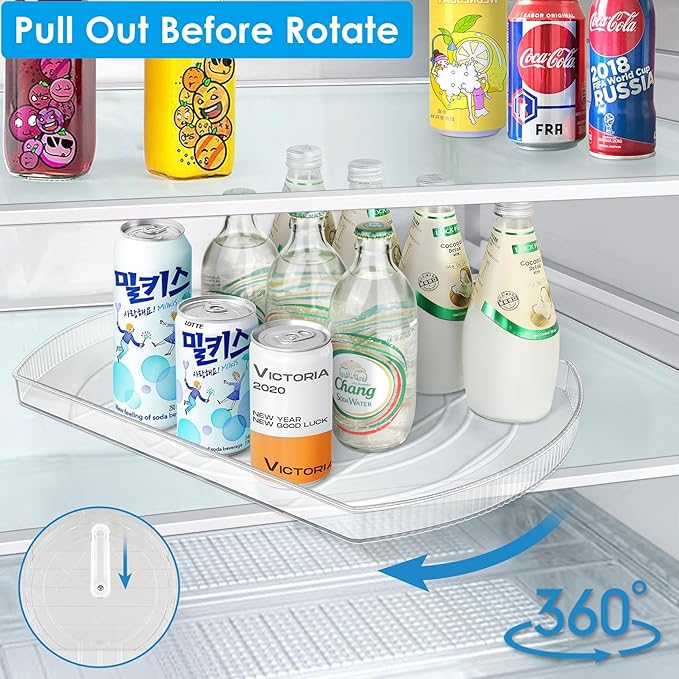 FIRJOY Lazy Susan Turntable for Refrigerator, Square Turntable Organizer for Fridge Cabinet, Pantry, Countertop (15.3" x 11.1" Rectangle 1 Pack - Clear)