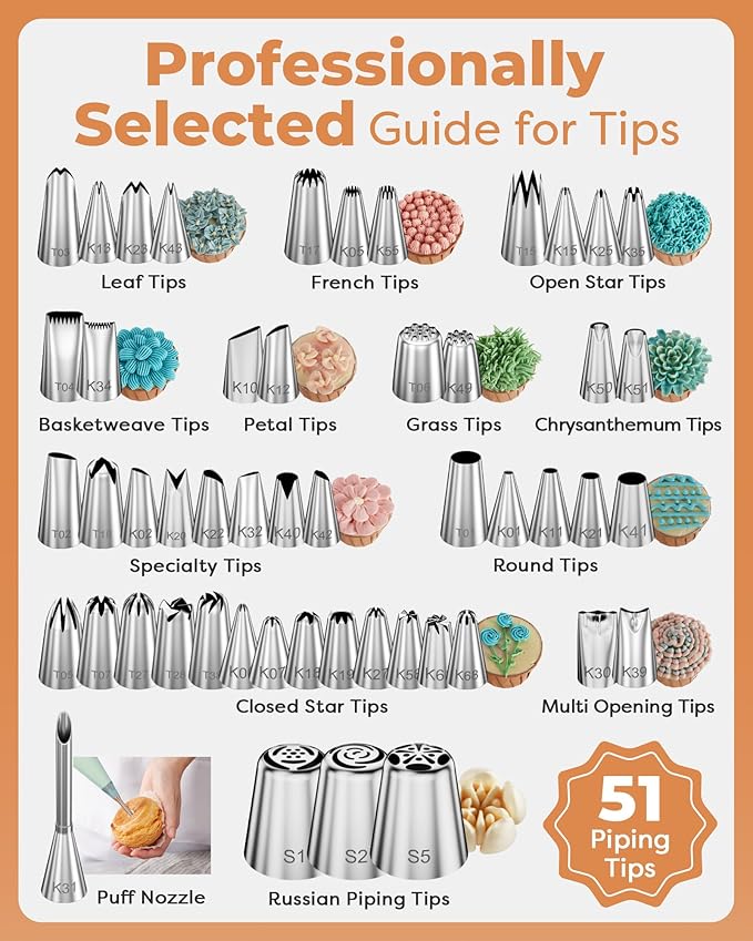 Kootek 253 Aluminum Cake Decorating Kit, Baking Tools for Beginners & Pros | Smooth Rotating, Complete Kit, Easy to Clean, Cake Stand Turntable for Decorating Display Baking, Piping Bags and Tips Set