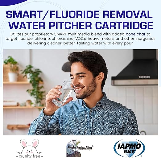Crystal Quest SMART/Fluoride Removal Water Filter Pitcher Cartridge – Advanced Filtration for Clean, Healthy Water, Removes Contaminants, Long-Lasting, Easy Installation - 1,000 Gallons
