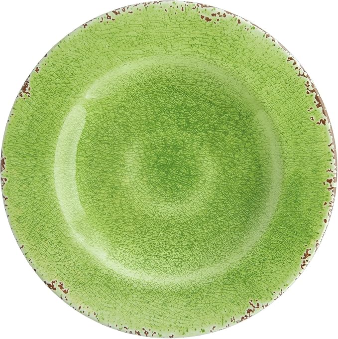 UPware 12 Piece Crackle Melamine Dinnerware Sets, Outdoor Dishes Set, Plates and Bowls Sets, Service for 4, Green