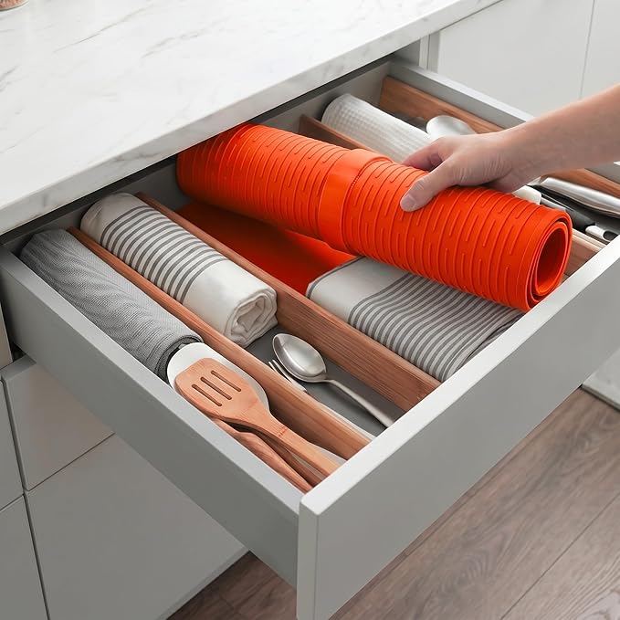 MicoYang Silicone Dish Drying Mat for Multiple Usage,Easy clean,Eco-friendly,Heat-resistant Silicone Mat for Kitchen Counter or Sink,Refrigerator or Drawer Liner Orange 2XL 24 inches x 18 inches