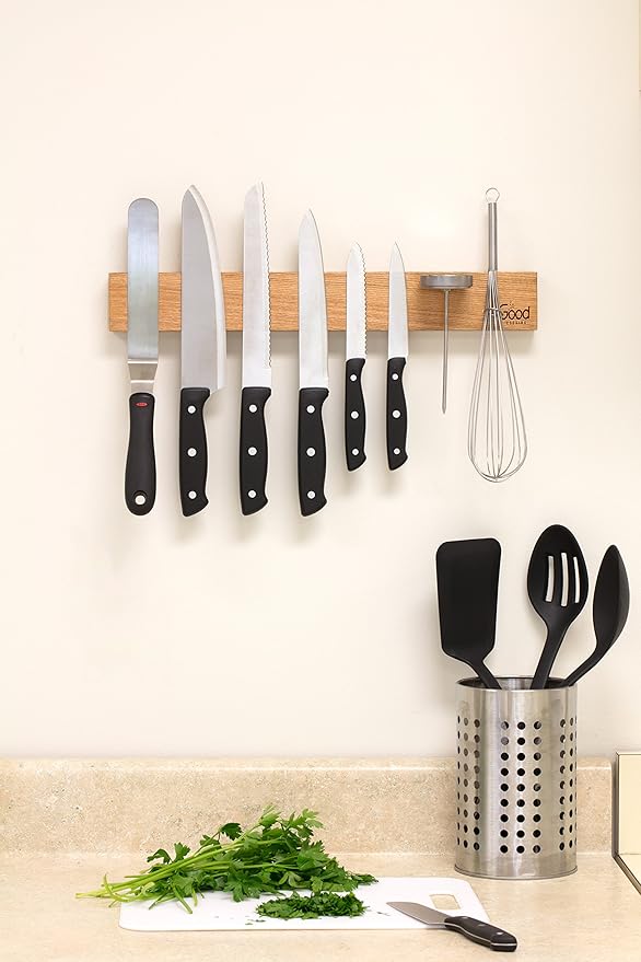 Good Cooking Magnetic Knife Strip w XL 18" Design- Powerful Magnet Wooden Knife Rack for Easy Wall Mounting- Secure your Knives and Utensils and Free Up Space