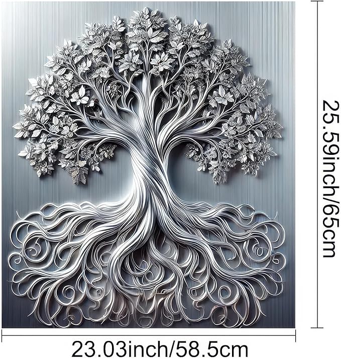 BlissYard Tree of Life Dishwasher Magnet Cover Skin Panel Magnetic Dishwasher Covers Decorative Sliver Metal of Life Front Door Magnet Cover Home Appliances Dishwasher Refrigerator Cupboard 23x26 Inch