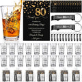 LemonRoad 50 Set 80th Birthday Party Favor for Guest Bulk, 1.4oz Plastic Shot Glasses Cup, Cheers to 40/50/60/70/80 Years Beer Bottle Opener Keychain Thank You Card Gift Bag for Souvenir Party Gift