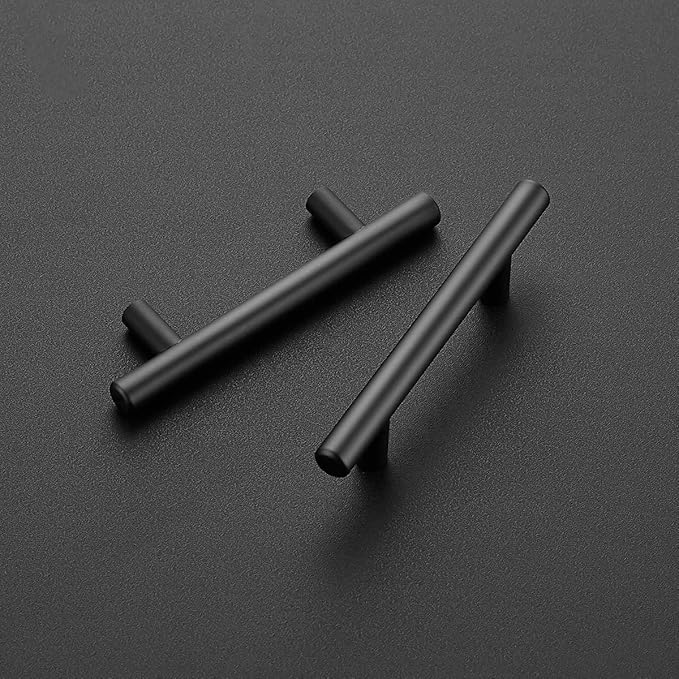 Ravinte 12 Pack | 5 Inch Cabinet Pulls Matte Black Stainless Steel Kitchen Drawer Pulls Cabinet Handles 5InchLength, 3Inch Hole Center
