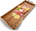 TIDITA Acacia 30 Inch Large Charcuterie Boards for Party with Cheese Knife Set of 4 – Acacia Wood Serving Tray with Handles, Long Charcuterie Board, Wooden Cheese Board