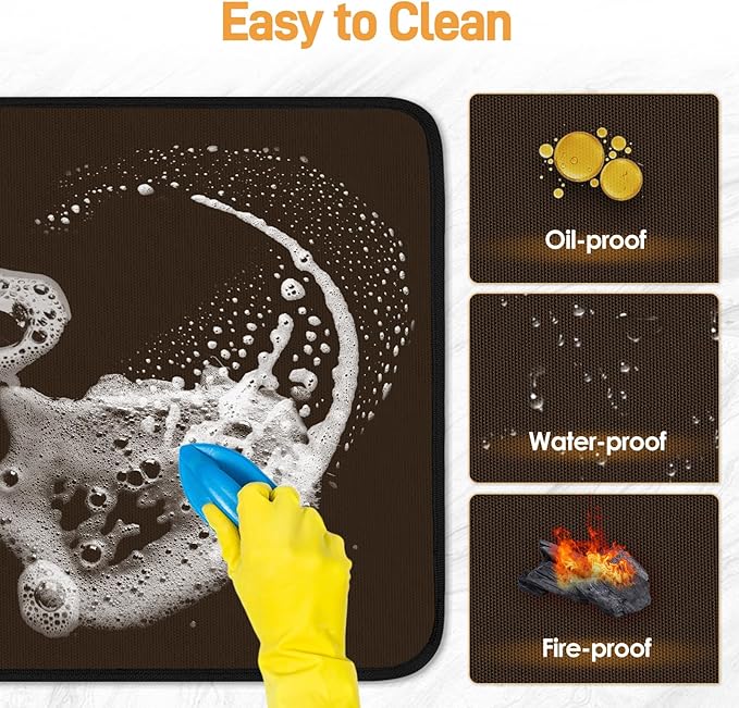 Heat Resistant Mat for Air Fryer, 16 x 24in Heat Resistant Mat for Countertop, Fireproof Silicone Countertop Protector Appliance Slider for Air Fryer, Coffee Maker, Toaster, Oven - Brown