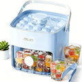 Ice Cube Tray with Lid and Bin, Pack Stackable Ice Tray with Bin and Scoop, BPA-Free Plastic Ice Cube Trays for Freezer with Lid, Chilling Whiskey, Coffee, Cocktail (Blue)