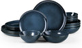 HaWare Plates and Bowls Set, Stoneware Dinnerware Sets, 16-Piece Hand-painted Dishware for 4, Ceramic Dish Set for Home Kitchen, Scratch Resistant, Microwave and Dishwasher Safe, Reactive Starry Blue