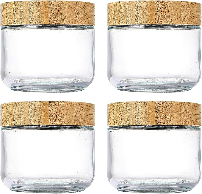 Glass Jars - Glass Canister - 10oz Airtight Wide Mouth Yogurt Containers with Lids,for Meal Prep, Snack, Yogurt, Oatmeal, Sugar