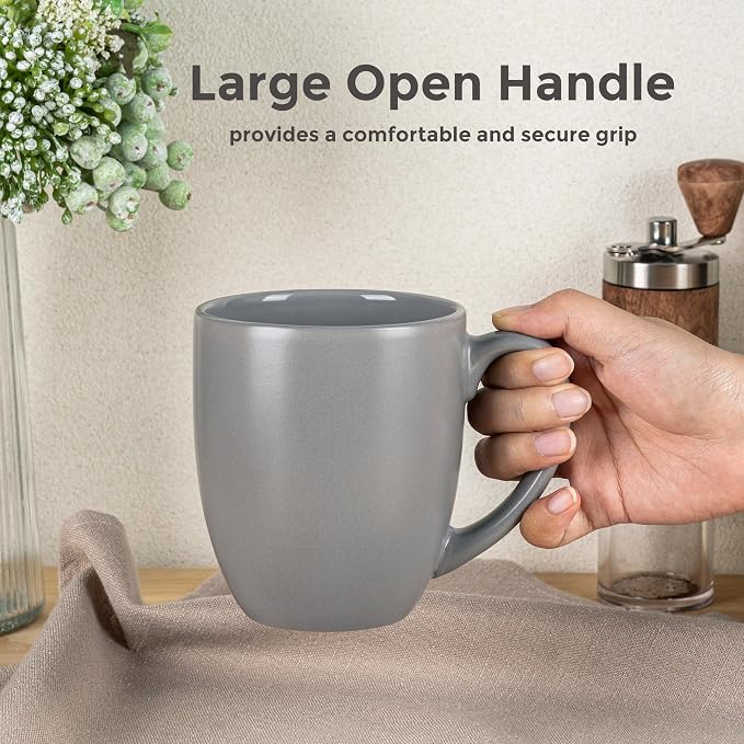 GBhome 16oz Coffee Mugs Set of 6, Large Ceramic Coffee Mugs for Man, Woman, Dad, Mom, Modern Coffee Mugs Set with handle for Tea/Latte/Cappuccino/Milk/Cocoa. Dishwasher&Microwave Safe,Matte Grey