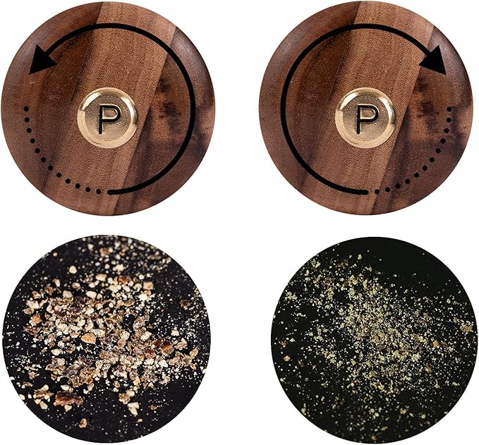 Salt and Pepper Grinder Set with Tray, Adjustable Ceramic Grinder Salt Mill, Stainless Steel Grinder Pepper Mill, Acacia Wood, 32 cm / 12 inch Height, Bottom Dia 6 cm (Tray is Included)