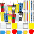 Honeydak 12 Set Back to School Teacher Gift Bulk Teachers Appreciation Gifts in Bulk Teacher Tumbler Cute Composition Notebook Sticky Note Ballpoint Pen for First Day of School Gift