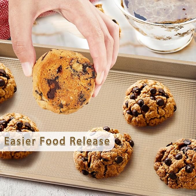 13'' Quarter Sheet Baking Pan Set of 2 | Commercial Quality Baking Sheet Pan | Nonstick Cookie Sheets for Baking Supplies | No Rust & No Toxic Carbon Steel Heavy Duty Baking Tray for Oven