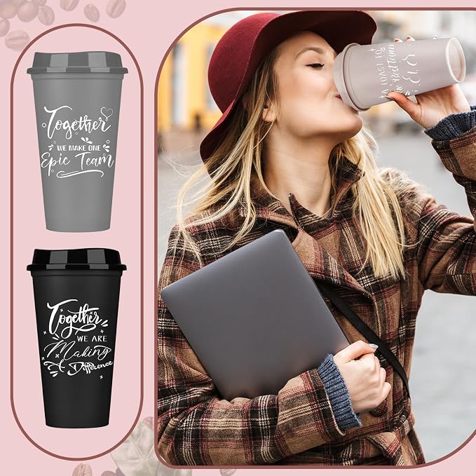 Pickmesh 15 Pcs Employee Appreciation Gifts Bulk 16 oz Plastic Tumblers with Lids Graduation Teacher Appreciation Gifts Reusable Coffee Cups for Staff Volunteer Coworker Team (Morandi Color)