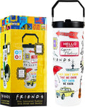 Get Trend Friends Tumbler with Straw 30oz Kids Teens Adults Insulated Cup with Lid Handle Travel Mug Cups with Lids for Office Gifts (White Friends)