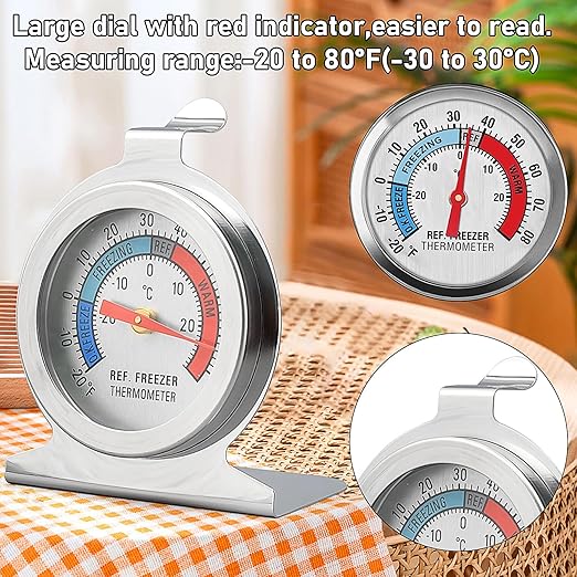 16 Pack Refrigerator Thermometer Large Dial Freezer Thermometer Classic Series Fridge Alarm Thermometer Internal Temperature Gauge for Fridge Freezer Cooler
