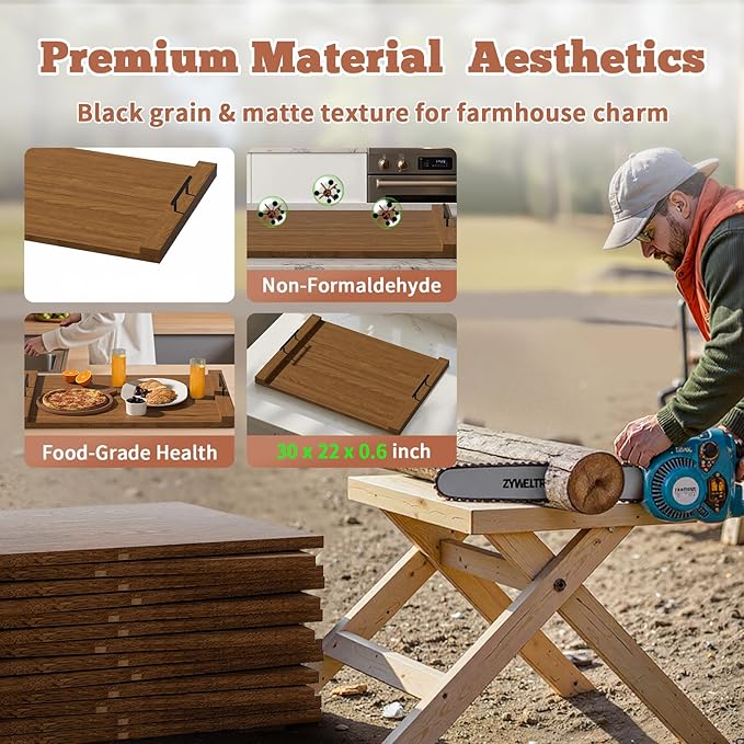 Gas Stove Top Cover: Wooden 30 * 22 inches Noodle Board Stovetop Covers with Handles, Wood Cutting Board for Kitchen Gas Stove and Electric Stove