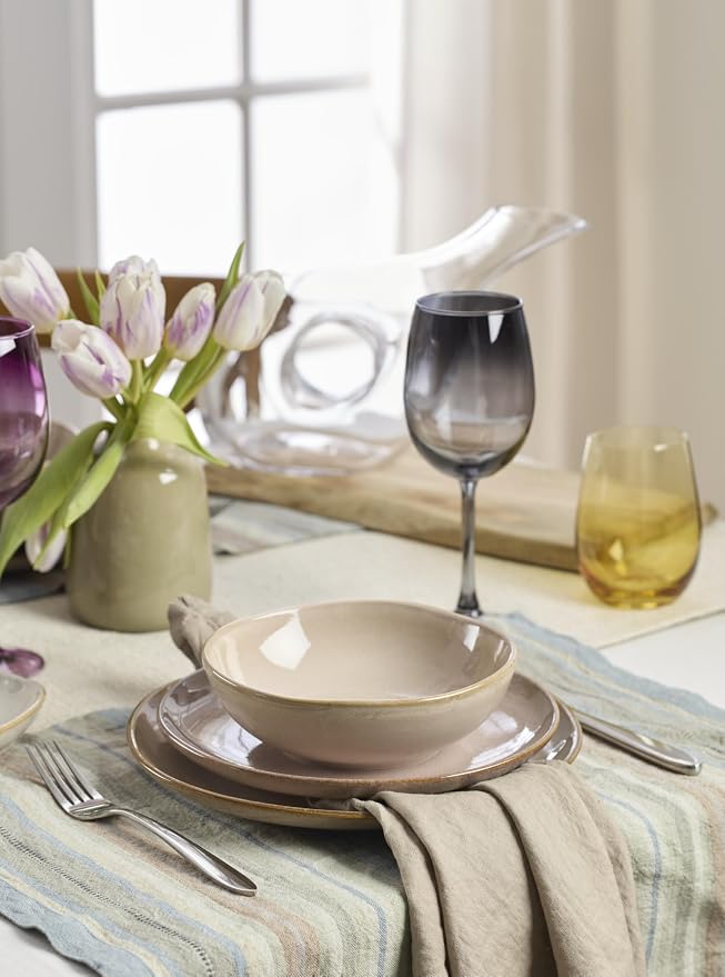 Oneida 897202 Organic Shades 12-Piece Dinnerware Set, Service For 4, Unique Color May Vary, Clay