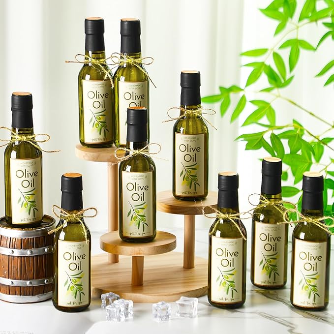 Havawish 20 Pcs 5oz Homemade Mini Olive Oil Bottles Hot Sauce Glass Bottles with Leak Proof Screw Cap Funnel Clear Bottle for Storing Homemade Olive Oil Wedding Baby Shower Gifts (Green)