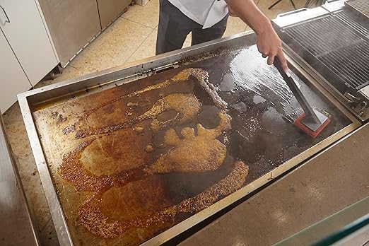 3M Scotch-Brite Griddle Cleaning, Quick Clean System, Heavy Duty, Cleans in 3-5 Minutes, For Baked On Food and Cooking Oils, Use on Hot or Cool Griddle, Orange, (1 System)