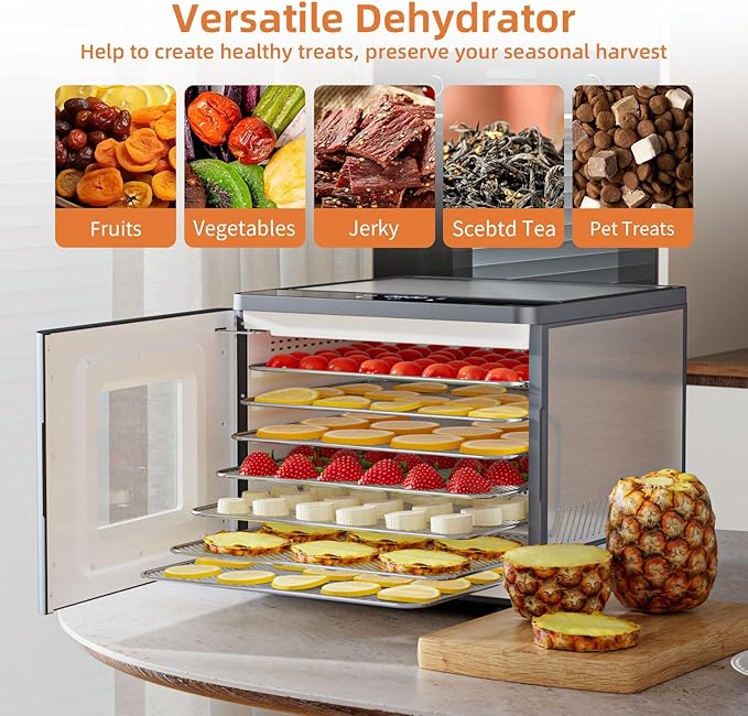 Food Dehydrator Machine for Jerky Beef: TINANA Stainless Steel Food Dryer for Meat - Digital Food Dehydrater for Fruit Herbs