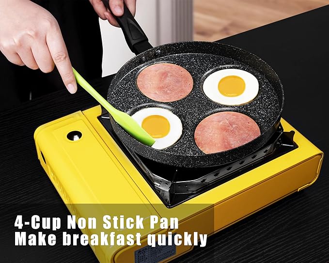 MyLifeUNIT Nonstick Egg Frying Pan and 4 Cup Egg Pan Bundle for Breakfast, Pancake, Hamburger, Sandwiches, Suitable for Gas Stove & Induction Cookware
